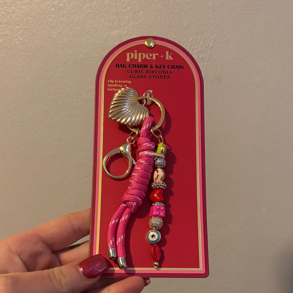 Piper Pink Beaded Bag Charm & Key Chain